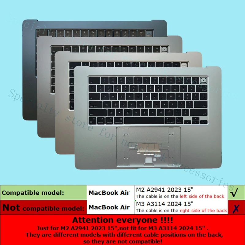 A+ NEW Top Case For MacBook Air 15' M2 A2941 2023 Keyboard Starlight Silver US