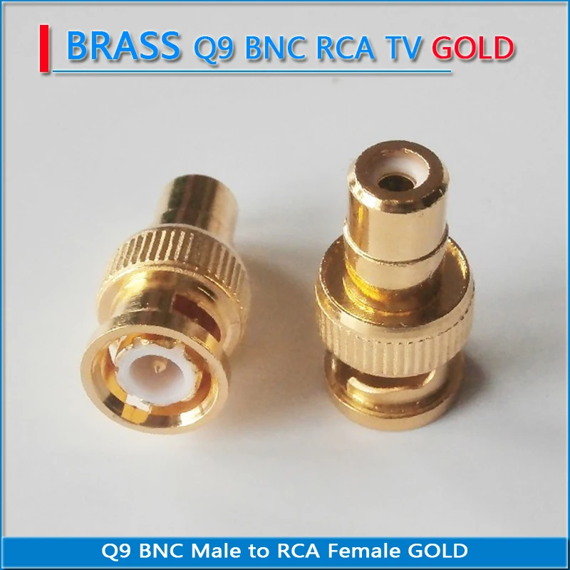 1X Pcs Q9 BNC Male to RCA Female Plug BNC to RCA GOLD Plated Brass Straight Coaxial RF Connector Socket Adapters