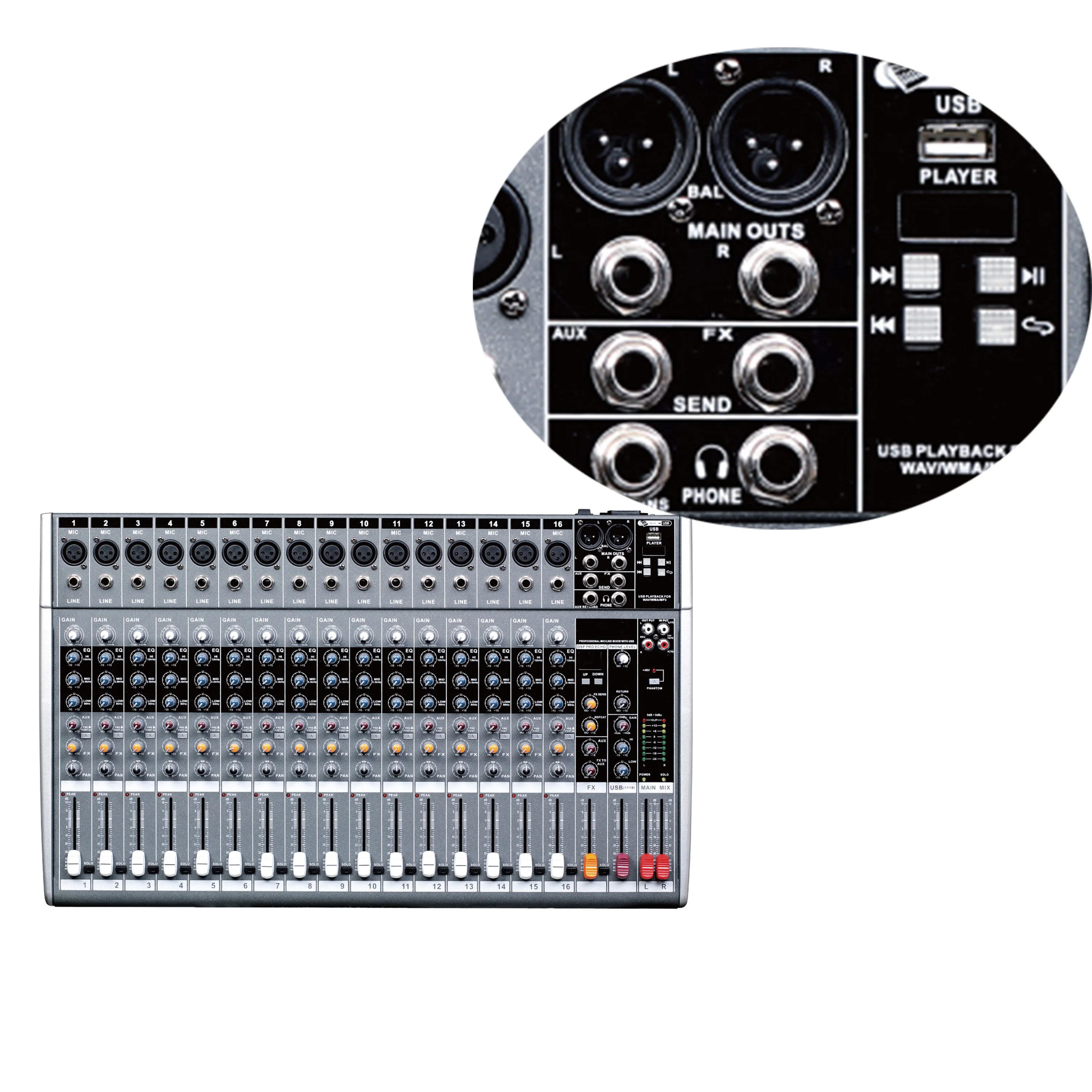 digital mixing console audio professional 16 channel mixer for public address system