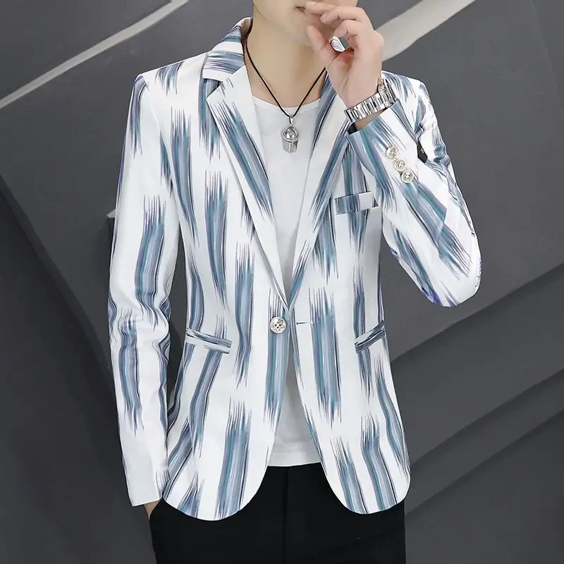 Thin Male Blazer with Embroidery White Slim Fit Men\'s Suit Jackets Original Fashion 2024 New in Fashionable Coat Luxury Designer