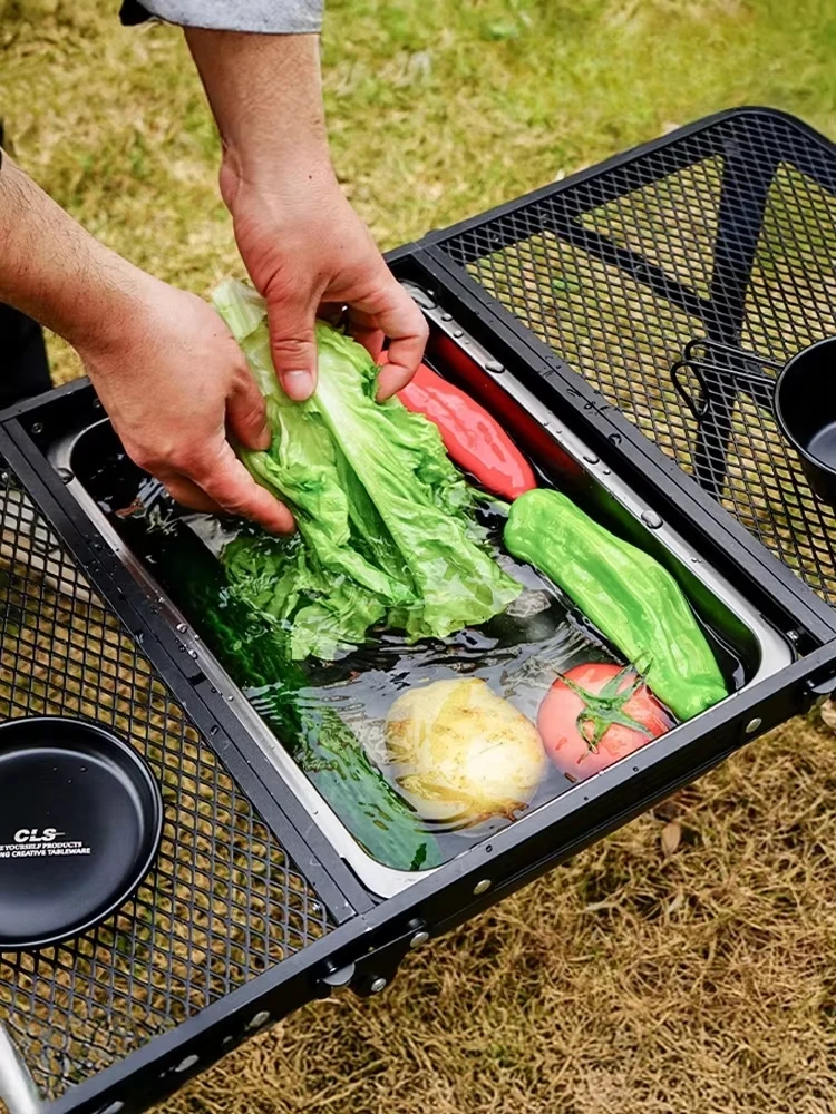 ﻿   IGT Lavello da tavolo Lavabo in acciaio inossidabile Lavamani da picnic Serbatoio di lavaggio ultraleggero Fornitura da cucina per campeggio all'aperto