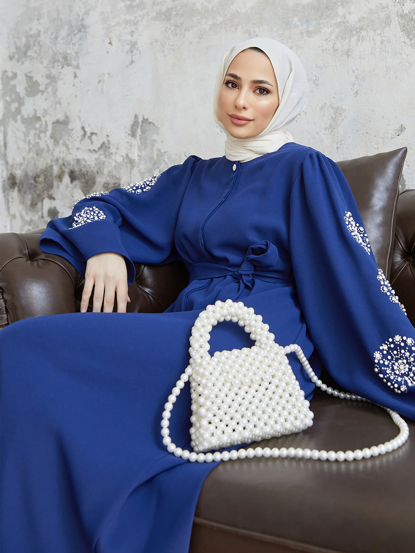 Ramadan Eid Beading Abaya Dubai Islam Muslim Kaftan Modest Dress Prayer Clothes for Women Kebaya Robe Musulmane Femme Jalabiya