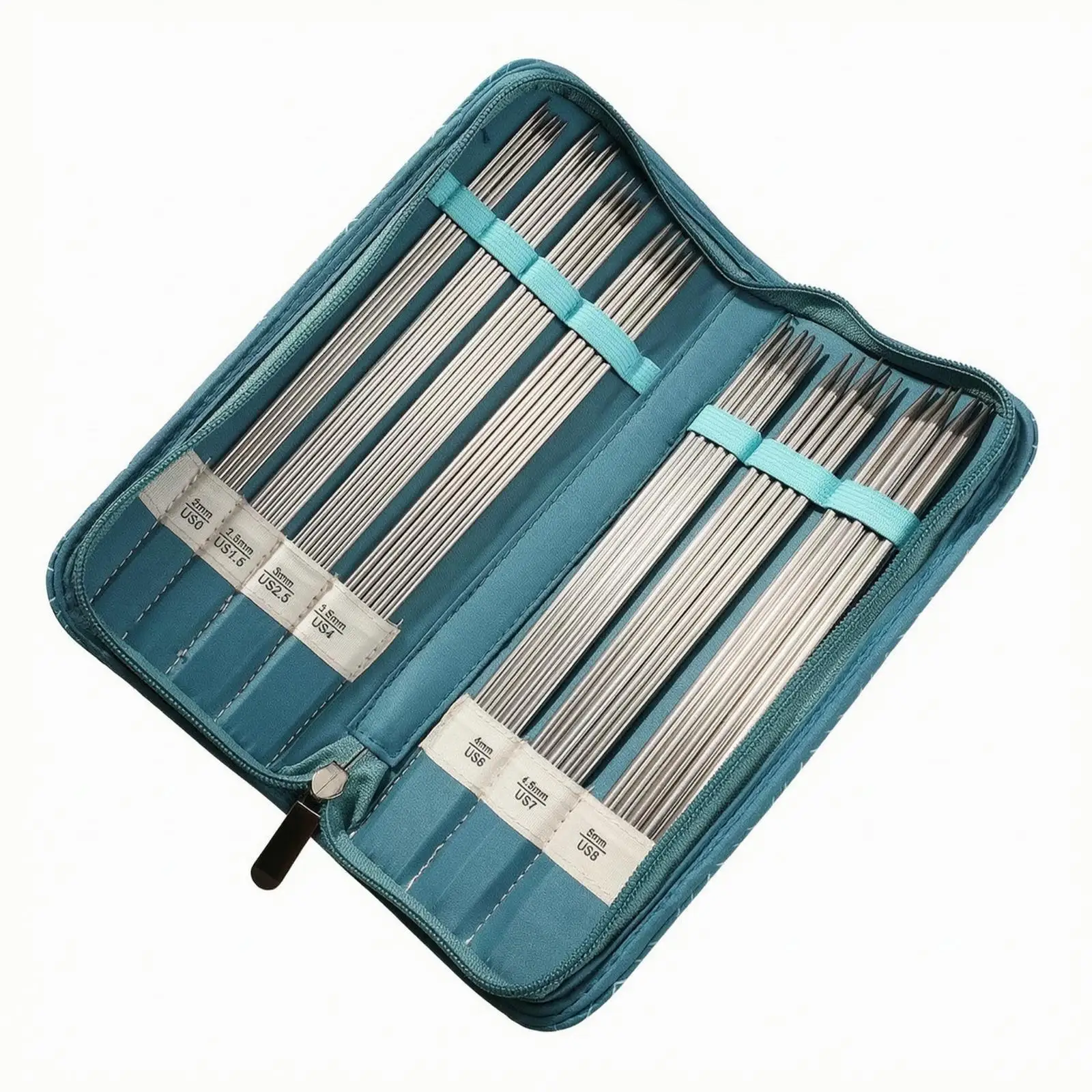 Zippered Knitting Needle Case 600D Oxford Cloth Holder with Divided Interior Sections for Knitting Pins and Craft Tools Portable