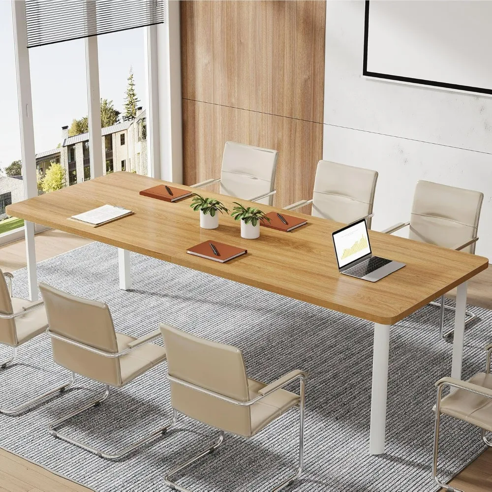 6.56 FT Modern Conference Table for 6 to 8 People, 78.74-Inch Long Wood Meeting Table for Office,Rectangular Modular Work Table