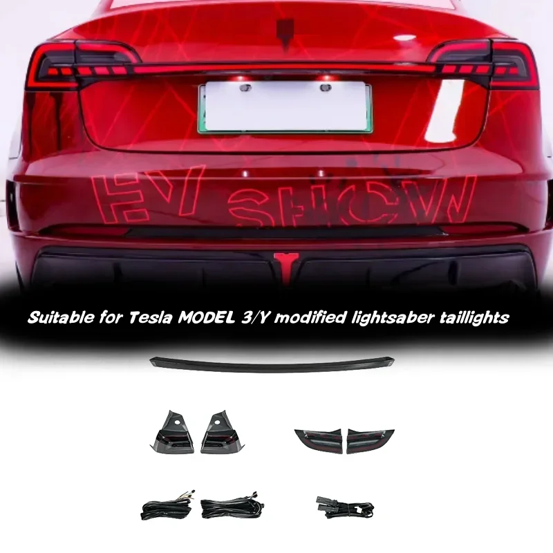 Taillight For Model 3 Y 2019-2023 LED Through Trunk Tail Light Modified Rear Lamp Streamer Turn Signal Width Cross Lamp