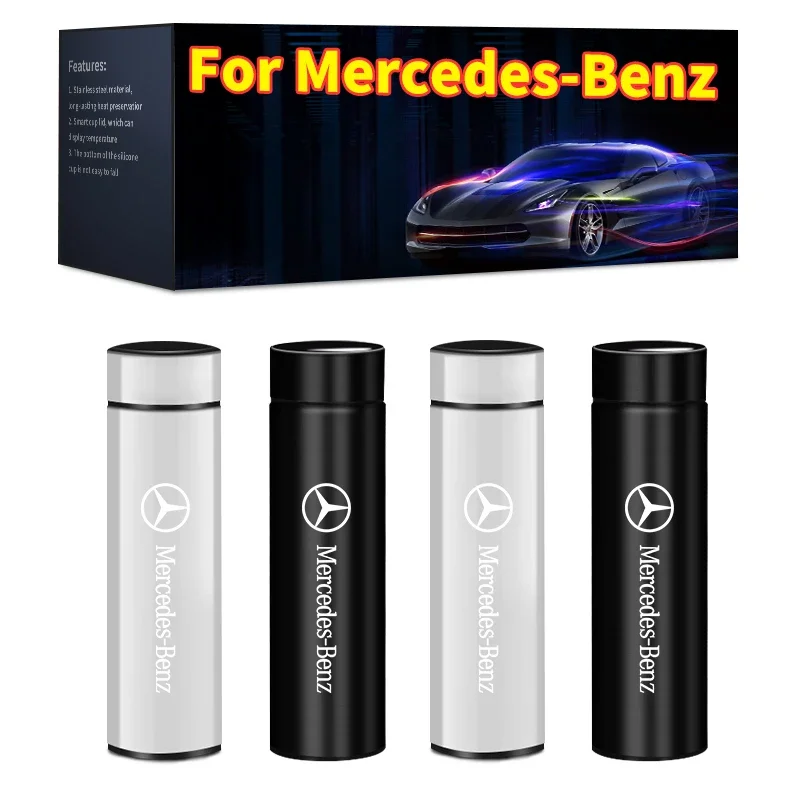 500ml Portable Car Logo Intelligent Stainless Steel Thermos Bottle For Mercedes Benz AMG A B C E G R S CES CLA CLG CLK CLS Class