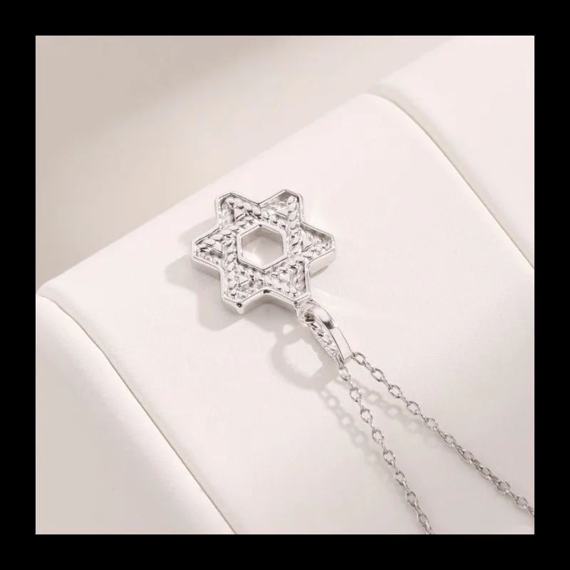 حار بيع نمط s925 الأزياء محب بسيط الرجال قلادة الكلاسيكية الأزرق السداسية العلامة #2