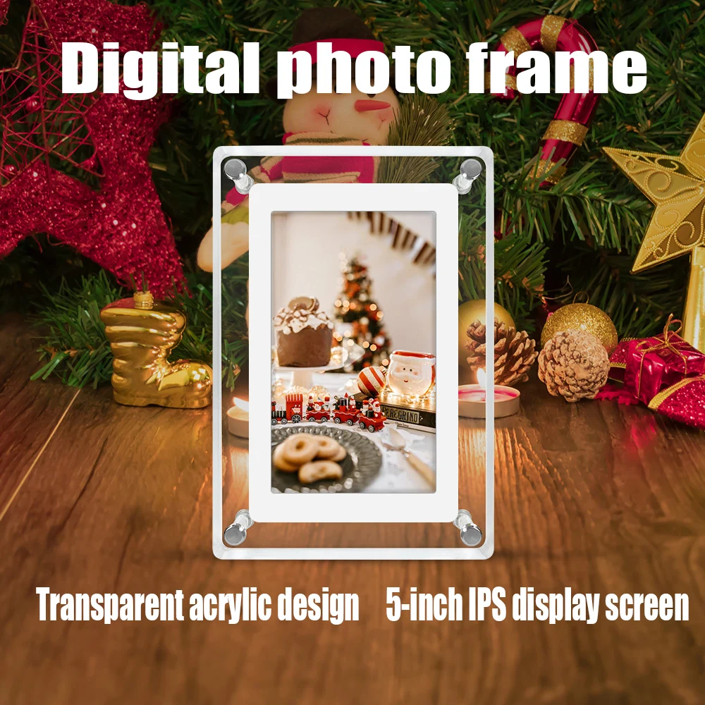 Digital Photo Frame Portraits For Photos Acrylic 5-inch 4GB 1200mAh IPS Screen Electronic Album Picture Video Player Desktop