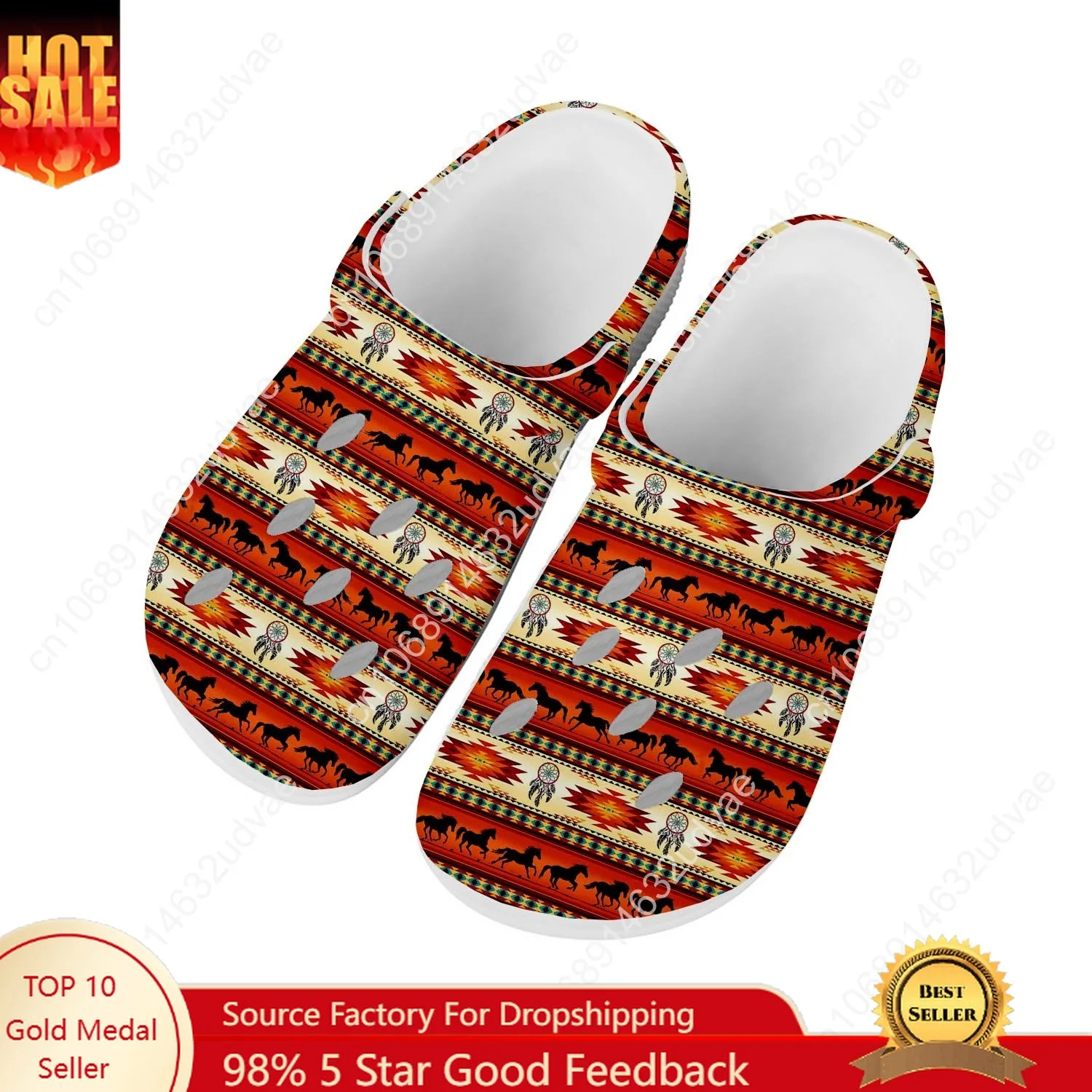 Ethnic Tribal Aztec Water Shoes Mens Womens High Quality Home Garden Clogs Customizd Sandals Beach Breathable Hole Slippers