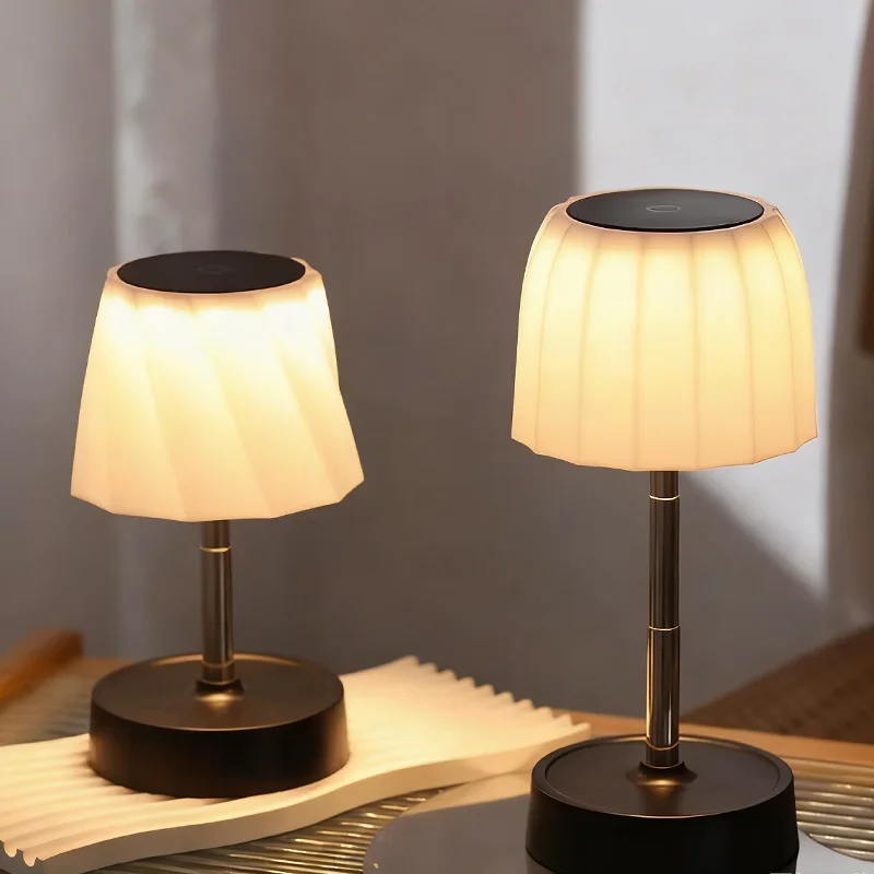 Adjustable Height Rechargeable LED Table Lamp Modern Wireless Portable Night Light for Bedroom Desk Reading Cordless Desktop