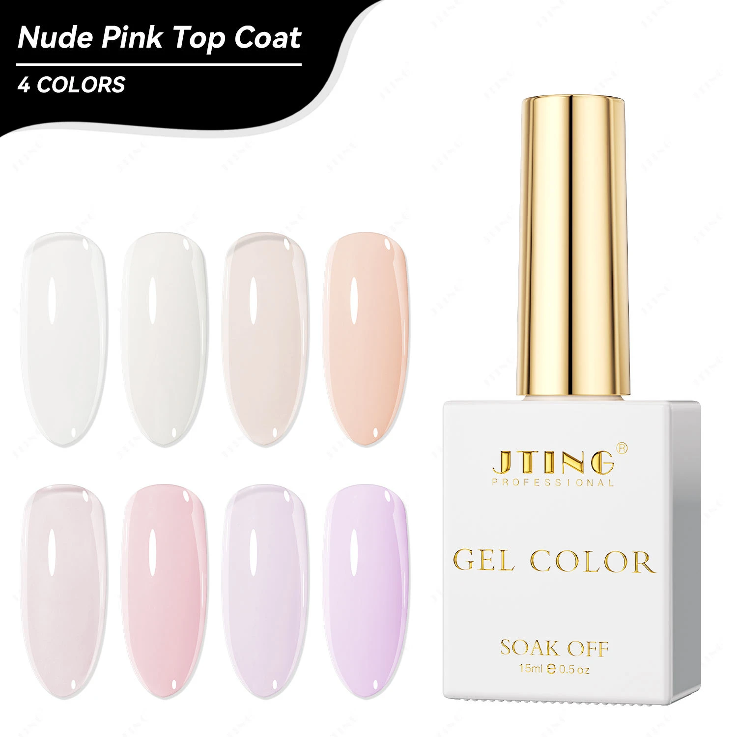 JTING 1 قطعة 15 مللي الاتجاه الجديد 4 ألوان عارية الوردي معطف فوقي زجاجة فريدة من نوعها الصباغ جيل للأظافر البولندية #1