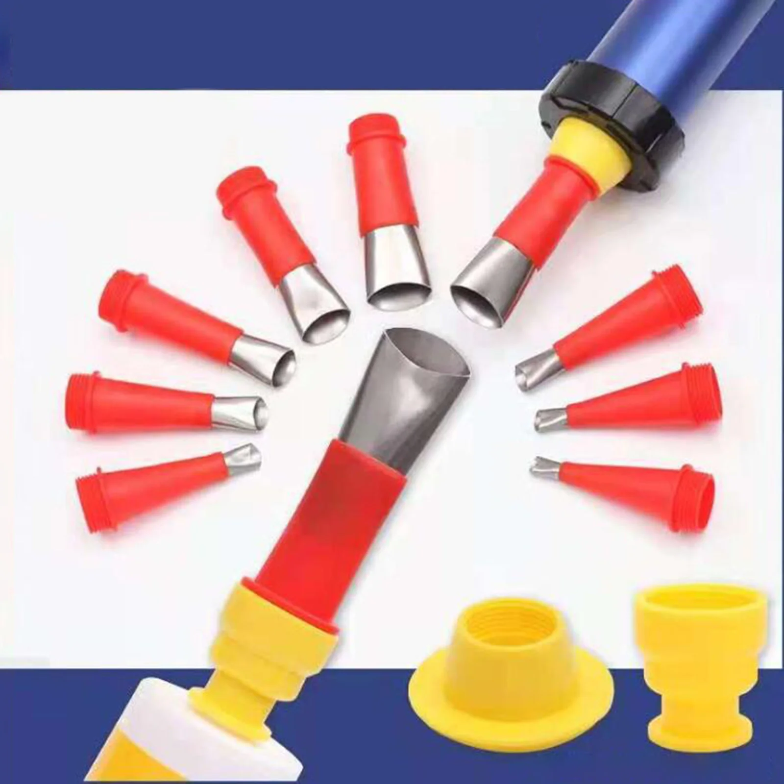 18PCS Caulking Gun Set With Stainless Steel Caulk Nozzle Glue Applicator Tool Silicone Sealant Finishing Tool Construction Tool