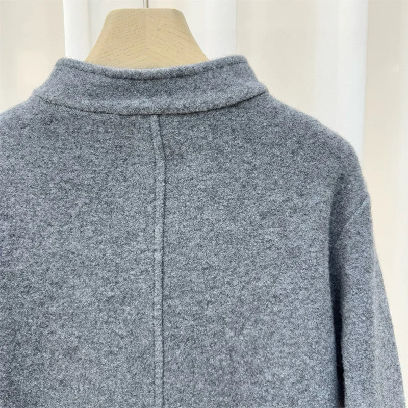سترة نسائية 2026 ربيع جديد صدر واحد بقصة ضيقة وياقة واقفة وأكمام طويلة معطف نسائي من مزيج الصوف ملابس خارجية y2k #4