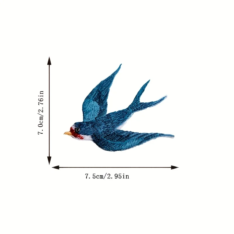 Swallow Bird Patch, Iron-On/Sew-On For DIY Clothing, Embroidered Patch For Jackets, T-Shirts, Bags