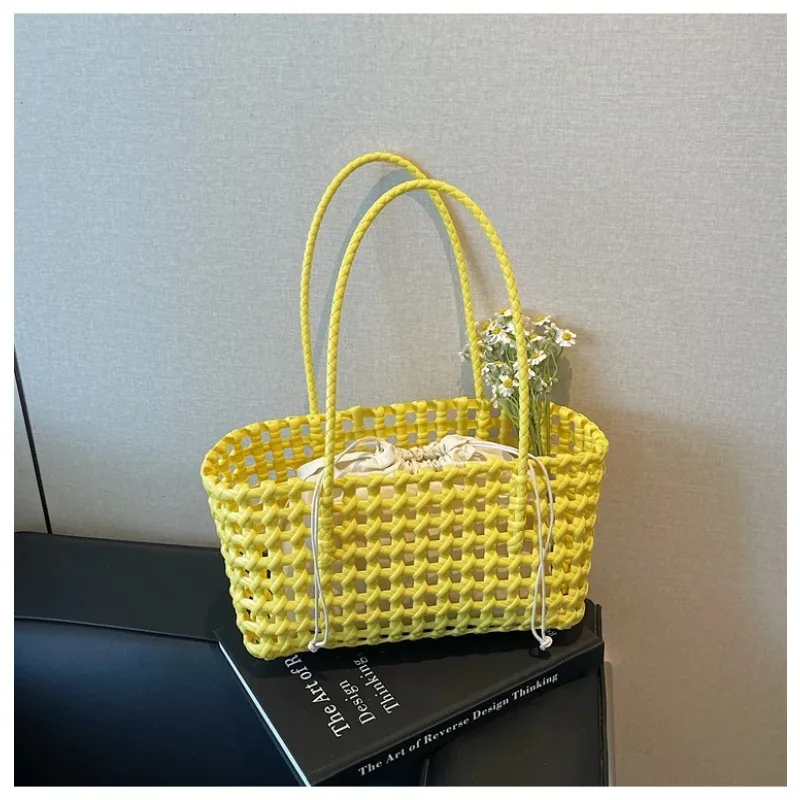 

Solid Color Hollow Shoulder Bags PU Summer Large Capacity Women's Bags on Sale 2025 Fashion Vacation Commuting Women's Handbag