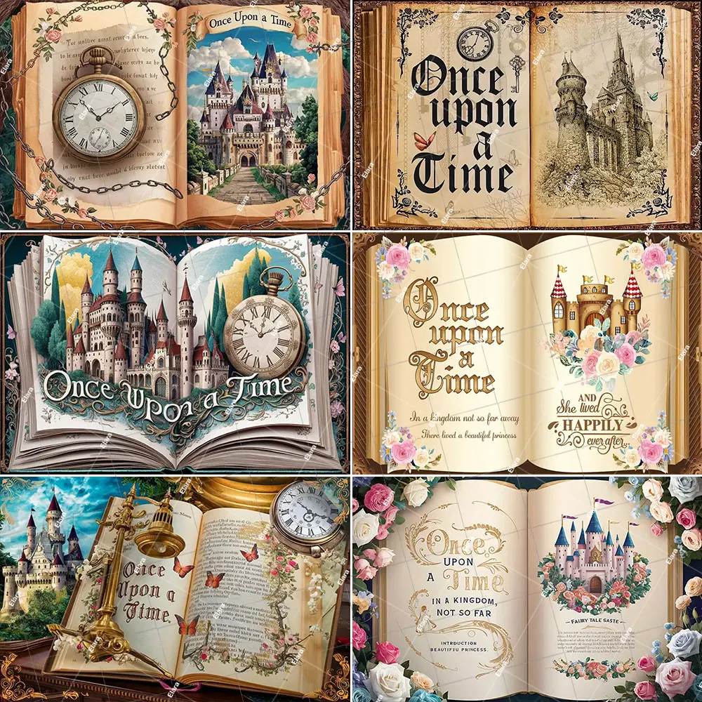 

Once Upon A Time Castle Butterfly Flower Forest Wedding Girl Princess Birthday Party Decor Fairy Tale Book Photography Backdrop
