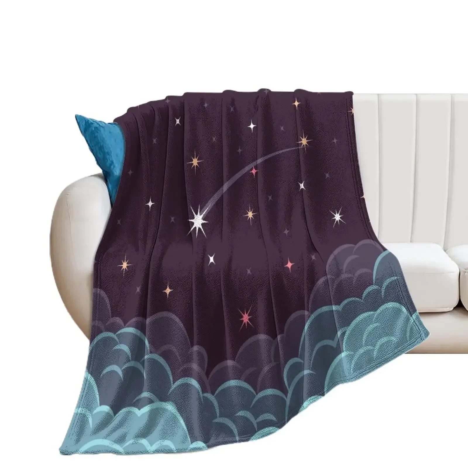 Falling Star Throw Blanket Picnic Cute Flannel Fabric Blankets