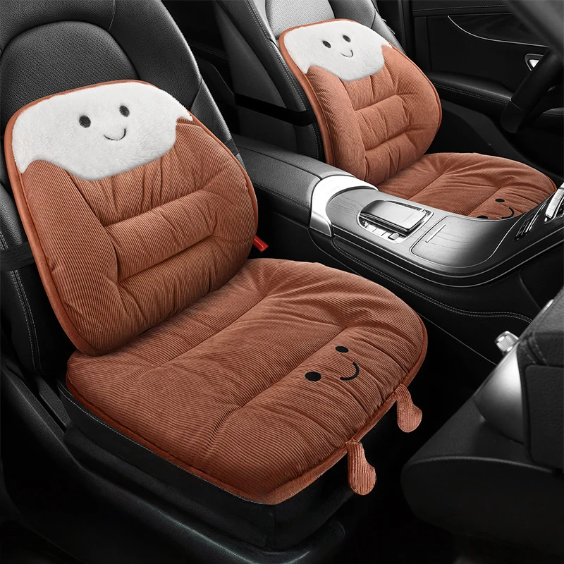 

Cute Cartoon Winter Car Cushion Seat Cover Thick Cotton Women's Car Front Seat Pad Lumbar Support Pillow Car Interior Accessory