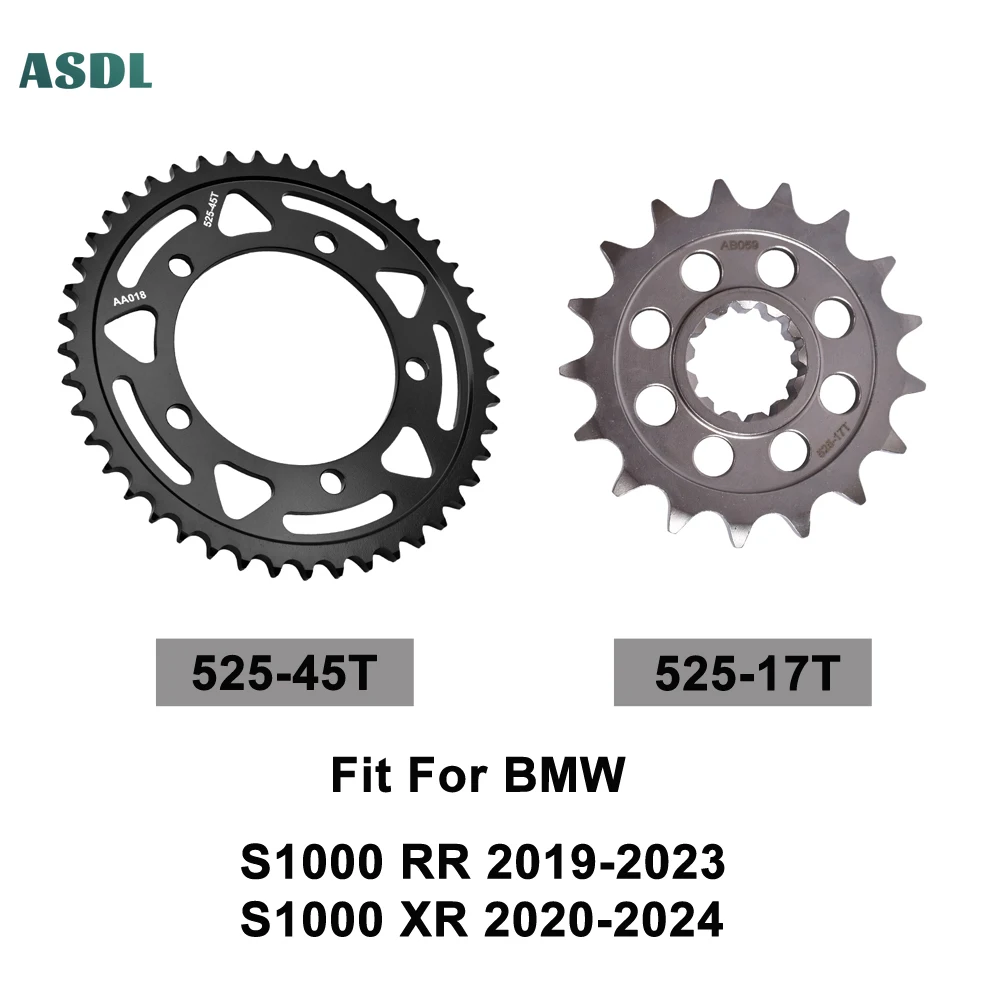 

Motorcycle 525 Chain 45T 17T Front Sprocket and Rear Sprocket Chain Wheel for BMW S1000 RR 2019-2023 S1000 XR 2020-2024 S1000RR