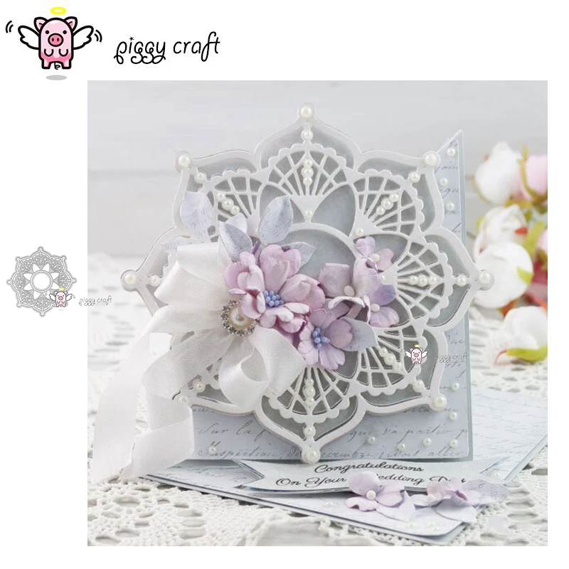 Piggy Craft Metall-Stanzformen, Stanzform, Spitzenblumen-Plattenrahmen, Scrapbook-Papier, Bastelmesser, Form, Klinge, Stanzwerkzeug, Schablonen, Stanzformen