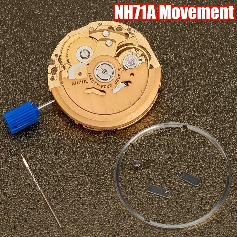 حركة NH71 عالية الدقة لحفظ الوقت الذهبي هيكل عظمي حركة أوتوماتيكية ميكانيكية 24 جواهر 3 أيدي حركة ساعة NH71A #1