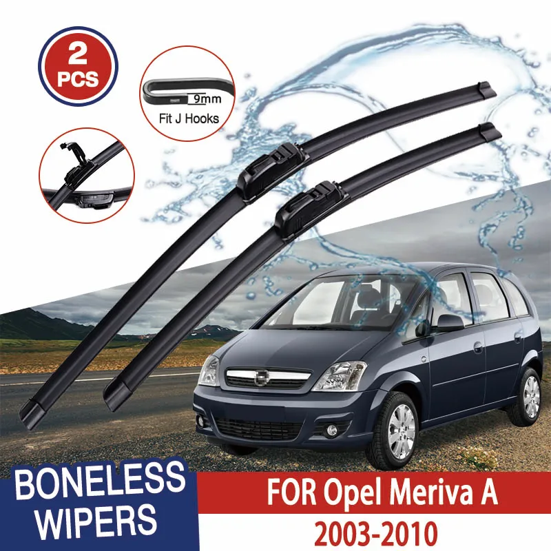 For Opel Meriva A 2003-2010 Car Windshield Wiper U-type Soft Rubber Frameless Bracketless HD Car Wipers 24