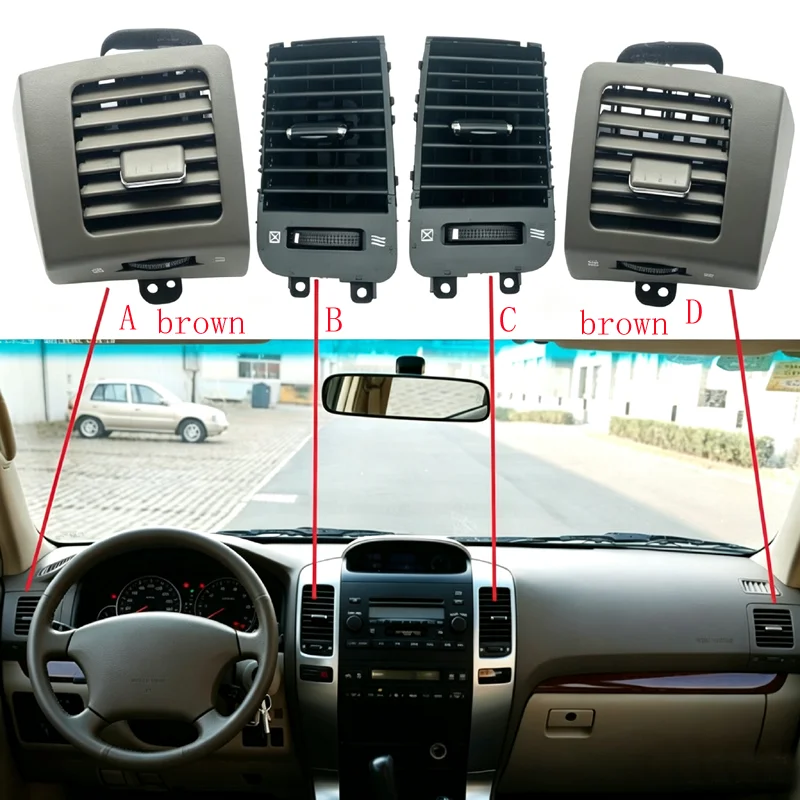 Dashboard Air Vent Outlet Assembly A/C Cooling Vent For Toyota Prado LC120 2002-2009 Instrument Panel Air Conditioning Vent Repl