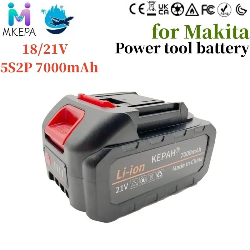 Makita 21V rechargeable battery 7000mAh lithium-ion battery, suitable for series electric tools high-pressure water gun EU/plug