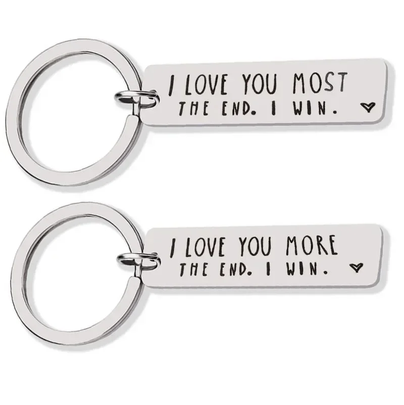 Cute I Love You More The End I Win Couple Keychain Pendant Valentine’s Day Key Chains Keyrings Gift BFF Girlfriend Boyfriend