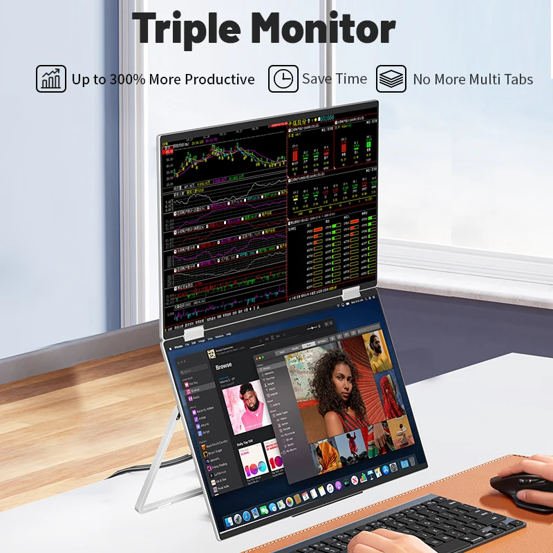New 15.6 Inch 1080P Portable  Portable  Dual Laptop Extender External Triple Screen Display