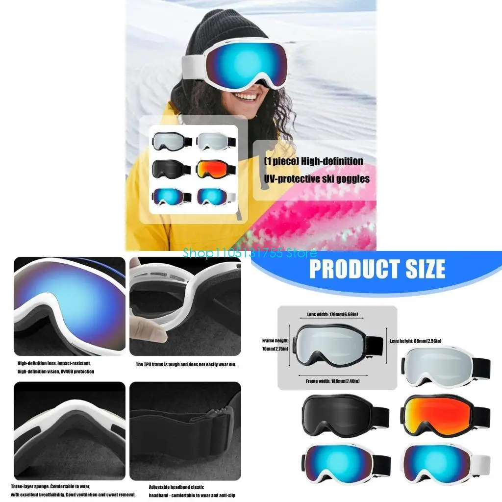 

Ski Goggles Wide View Double Layer Snowboard Goggles for Women Men Cycling Outdoor Sport Fog Resistant Skiing Glasses