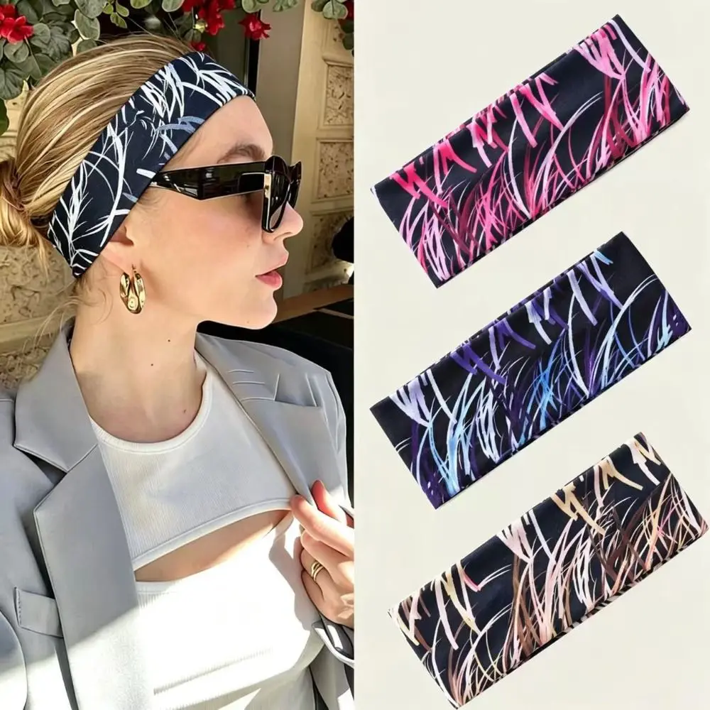 

Fashion Graffiti Printed Yoga Headband Elastic Sweat-absorbent Sport Hairband Hair Accessories Soft Headwrap Sports