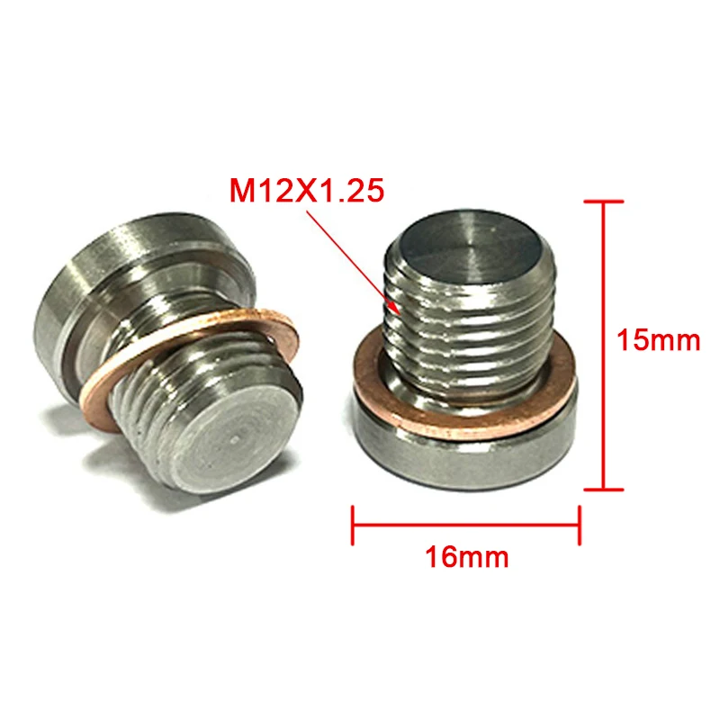 5PCS Universal M12x1.25 O2 Oxygen Sensor Spacer Bung Plug With Gasket Engine Oil Drain Stopper Hex Flange Blind Bolt