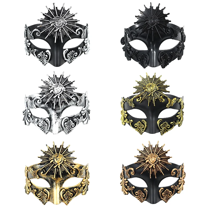 

Roman Sun God Steampunk Phantom Masquerade Cosplay Mask Plastic Half Face Men Women Punk Carnival Halloween Props Dance Mask