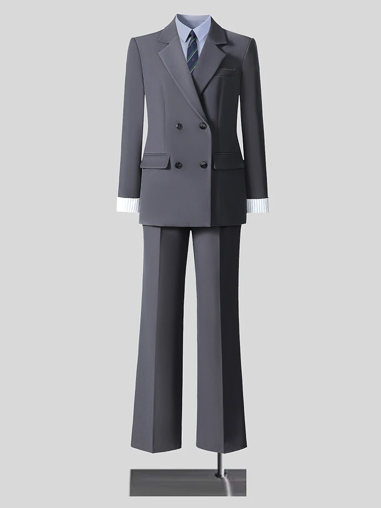 

Women's Formal Pant Suit Beige Gray Black Office Ladies Work 2 Piece Set Blazer