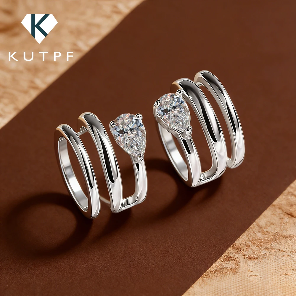 

Waterdrop Moissanite Ear Earring for Women 925 Silver Triple Band Clip Cuff Earrings with 0.5Carat Pear Cut Diamond Fine Jewelry