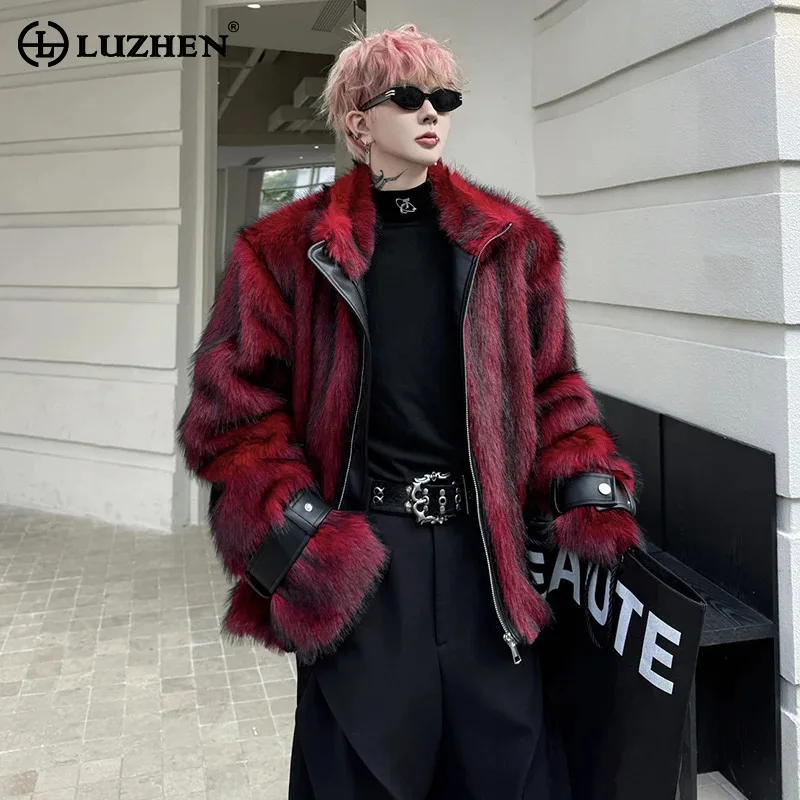 LUZHEN 2025 Winter New Original Handsome Imitation Mink Hair Parka Jacket Men's Fashion Elegant Temperament Faux Fur Coat JY5389