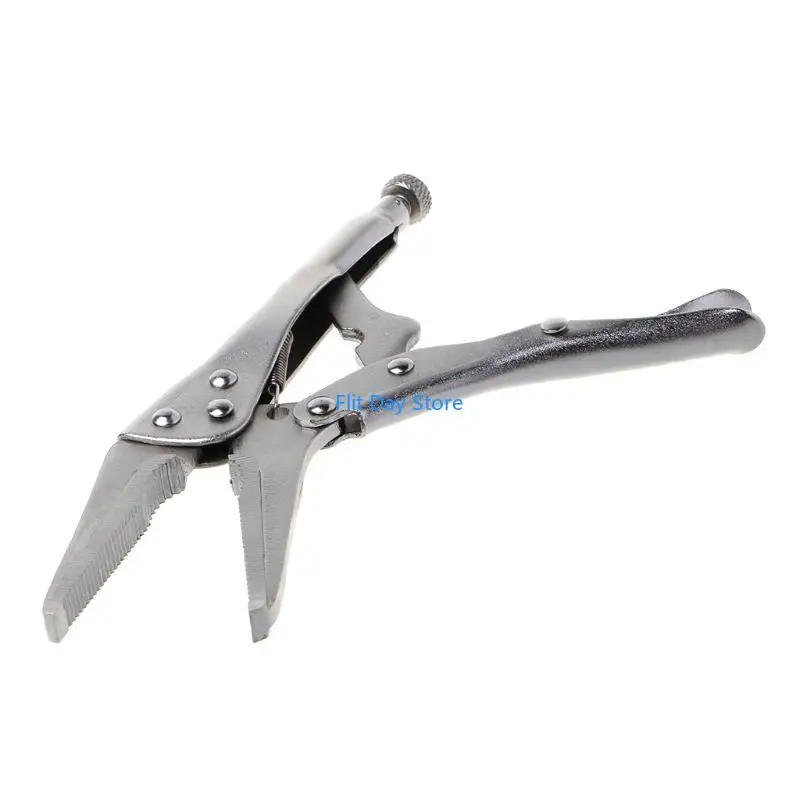 

F92C 7Inch Locking Pliers Long Nose Straight Jaw Lock Clamp Hand Tool 165mm