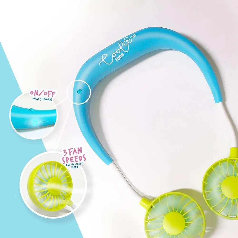 5 パック充電式ウェアラブルパーソナルファン 3 スピードフレキシブルアーム USB 冷却デバイス屋内屋外ハンズフリー使用