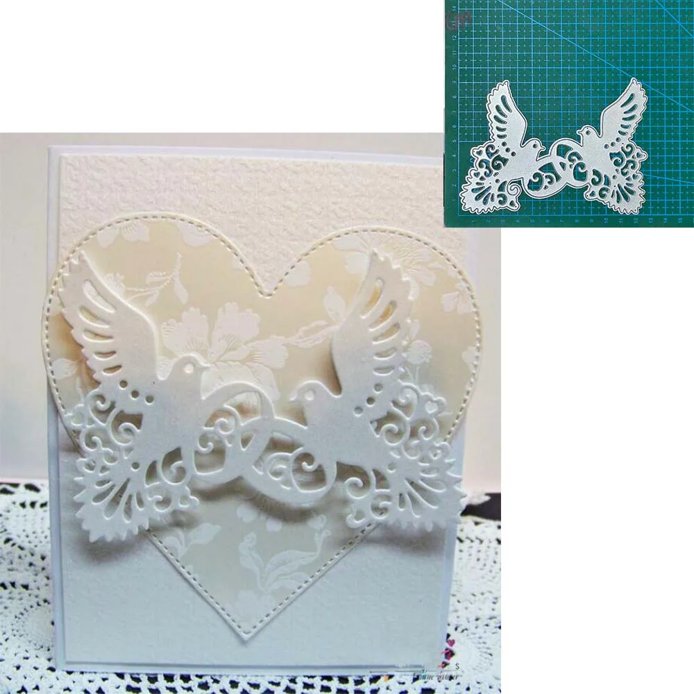 Wedding Dove Rings Metal Cutting Dies decoration Scrapbook Embossing Paper Craft Album Card Blade Punch Stencils diy