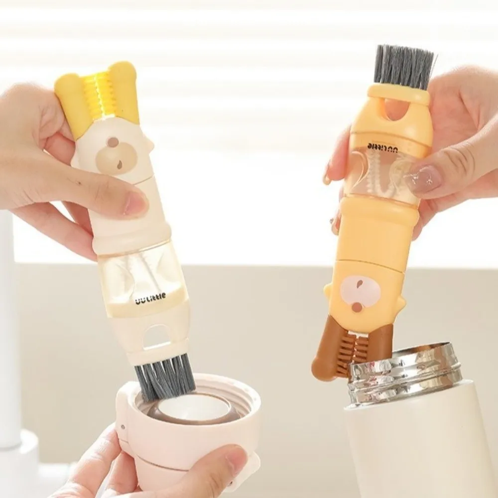 

Набор из 2 щеток для чистки посуды с мультяшным дизайном, эффективная щетка для чистки крышек, с подвесным креплением, для глубокой очистки бутылок и щелей, для кухни