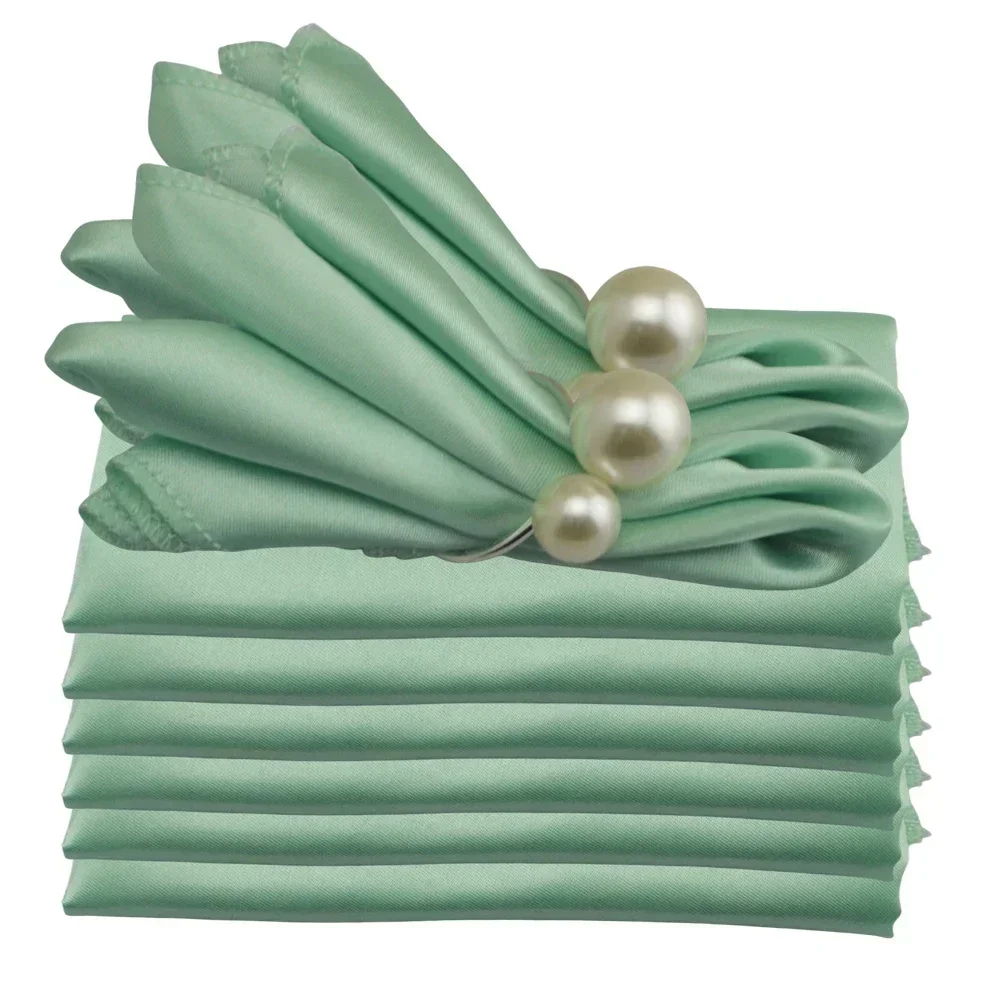 50pcs Satin Napkins For Wedding Table Decoration 48x48cm Christmas Birthday Baby Shower Banquet Restaurant Coffe/Dinner Towels