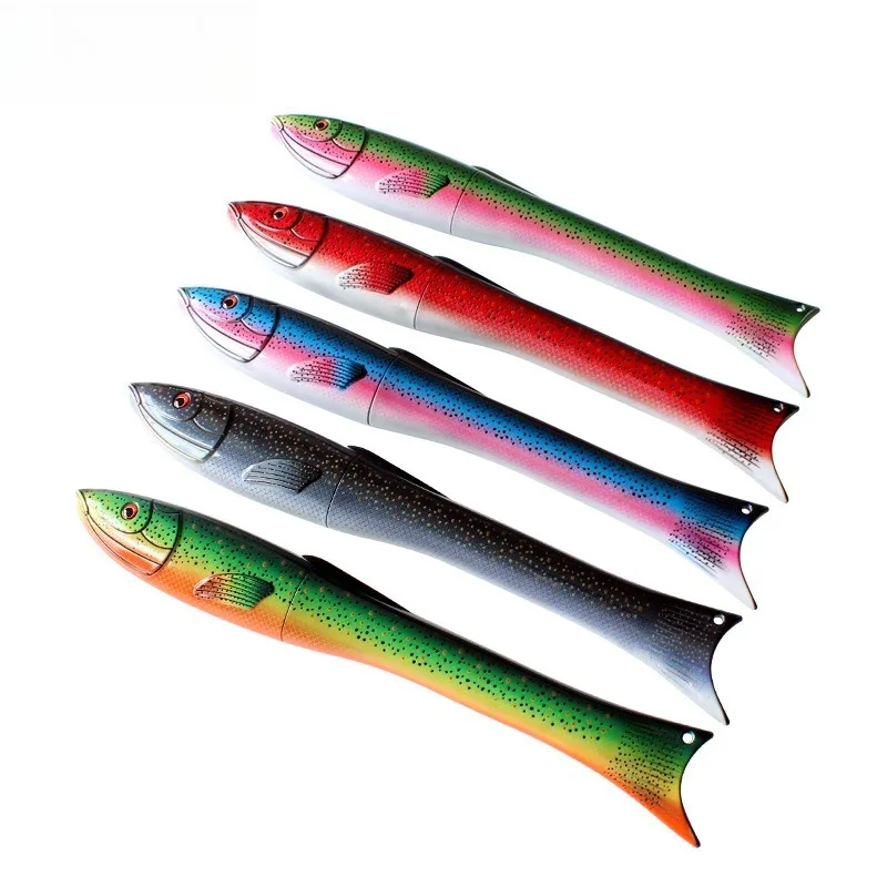 ポータブルミニ格納式ルアーロッド魚の形の旅行釣り竿スピニングホイール付き屋外釣り具