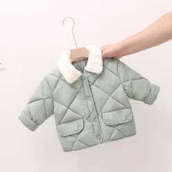 Girls Coat Winter Thick Cotton Jacket Baby Rabbit Fur Collar Coat Short Parkas Boy Warm Outerwear Kids Outdoors Clothes 2-6 Year