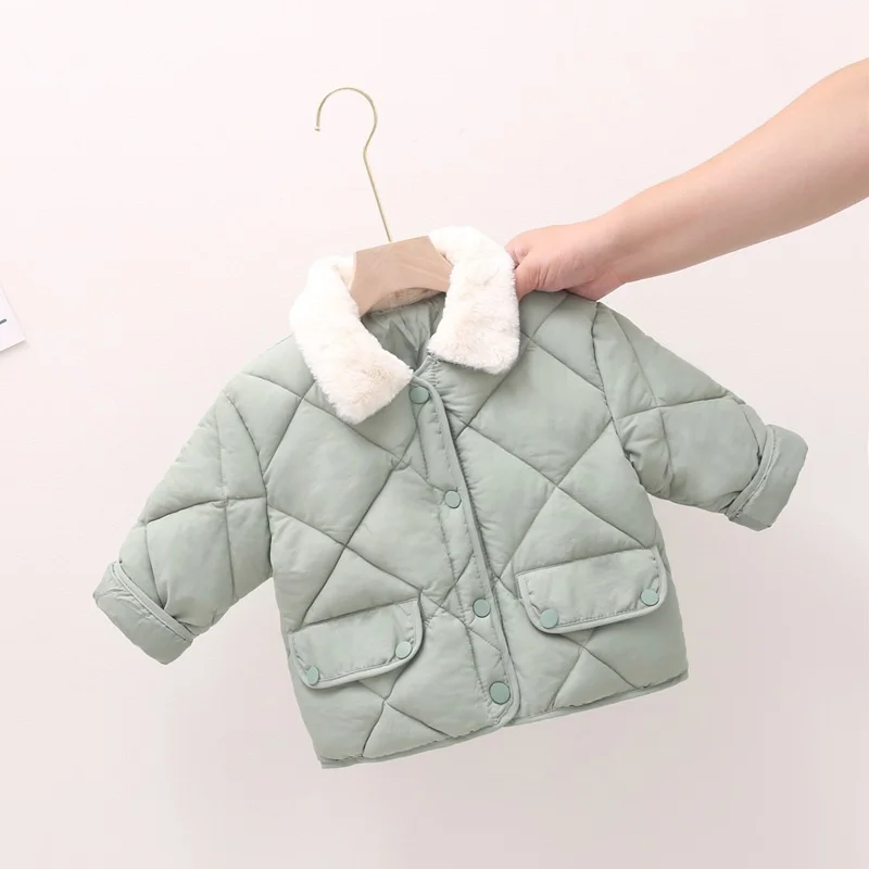 Girls Coat Winter Thick Cotton Jacket Baby Rabbit Fur Collar Coat Short Parkas Boy Warm Outerwear Kids Outdoors Clothes 2-6 Year