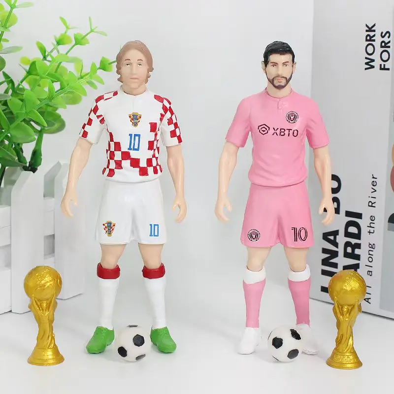 8pcs/Set Figurine Bintang Sepak Bola C.Ronaldo Messi Mbappe, Perlengkapan Penggemar, dan Suvenir untuk Real Madrid dan Barcelona