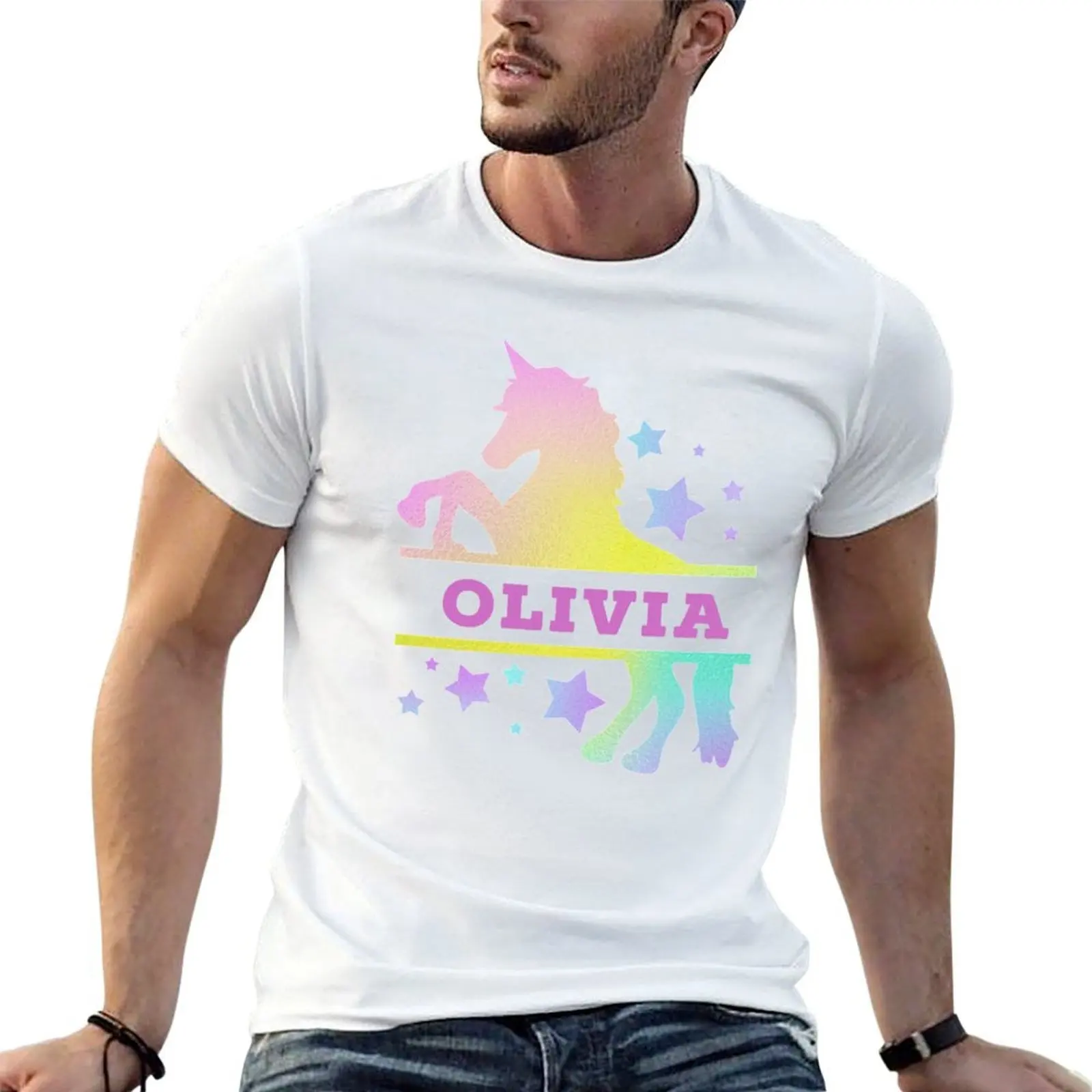 Olivia unicorn lover gift idea T-Shirt Soft Basic Cotton Short Sleeve Tee
