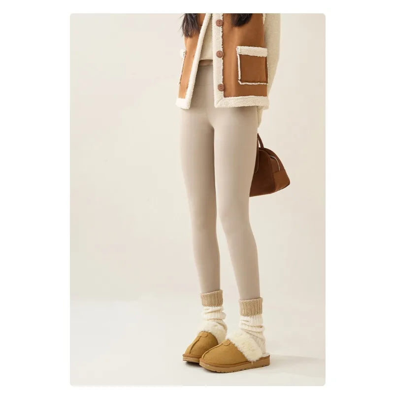 2025New Autumn Winter Fashion Casual Women Leggings Basic Thicken Warm Leggings Brown Fleece Lined WomenTights