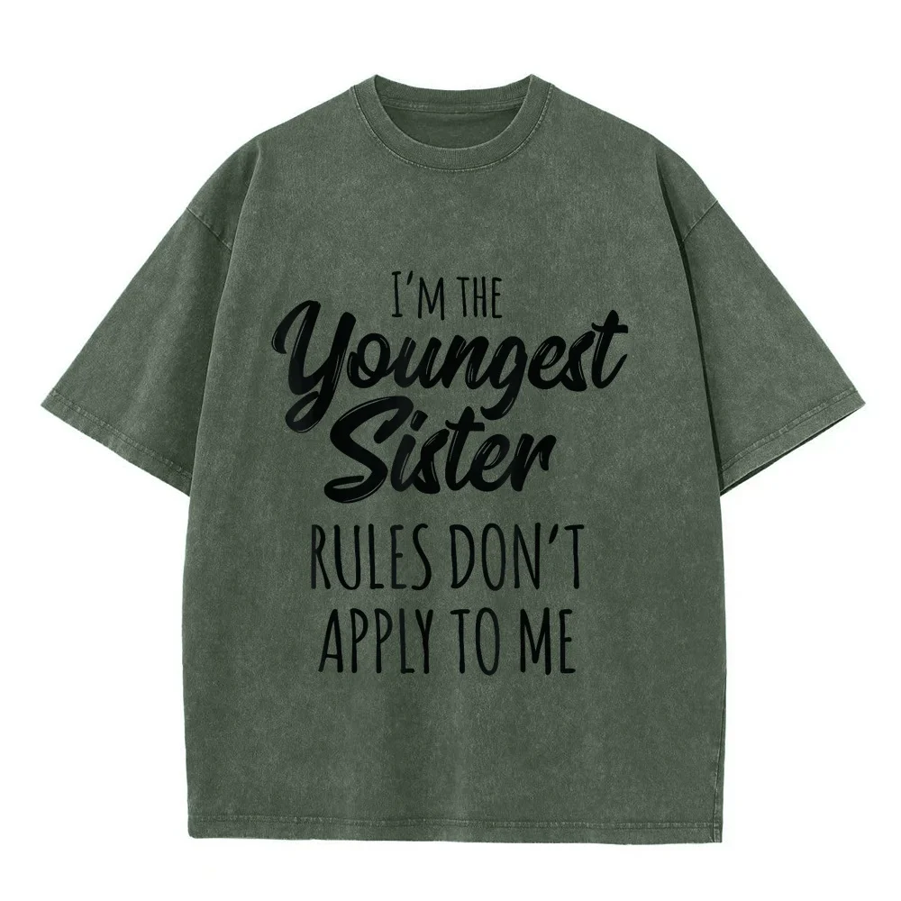 Funny Sibling T-Shirt Youngest Sister Shirt Rules Don't Apply To Me Unisex T Shirts Męski Ofertas Print Gift Tee Summer Men Top