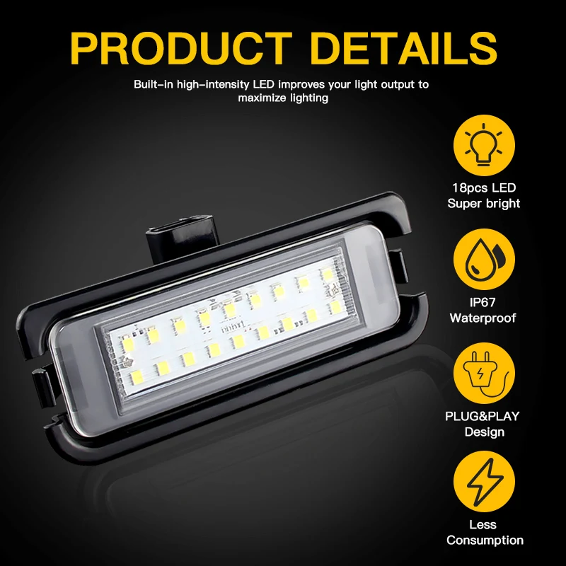 2 قطعة عالية مشرق الأبيض 6000K لا خطأ LED رقم الترخيص لوحة أضواء Canbus لفورد موستانج 2015-up FR3Z13550A اكسسوارات السيارات